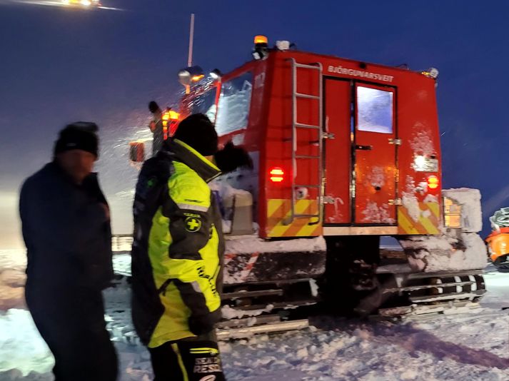 Frá björgunarstörfum á Vatnajökli í nótt.