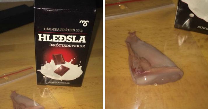 Aðskotahluturinn sem Halldóra fann í Hleðsludrykknum.