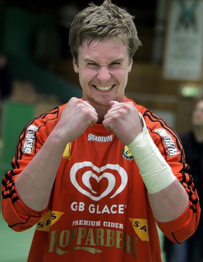 Hreiðar Guðmundsson og félagar í Sävehof gátu leyft sér að fagna í kvöld.