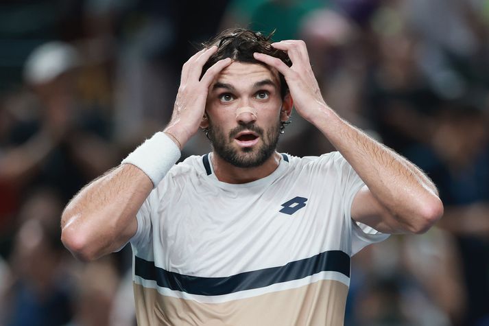 Valentin Vacherot trúði því varla að hann hafði slegið út sjálfan Novak Djokovic.