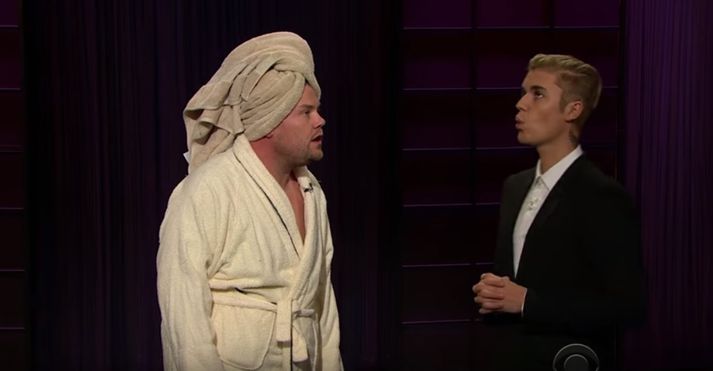 James Corden og Bieberinn.