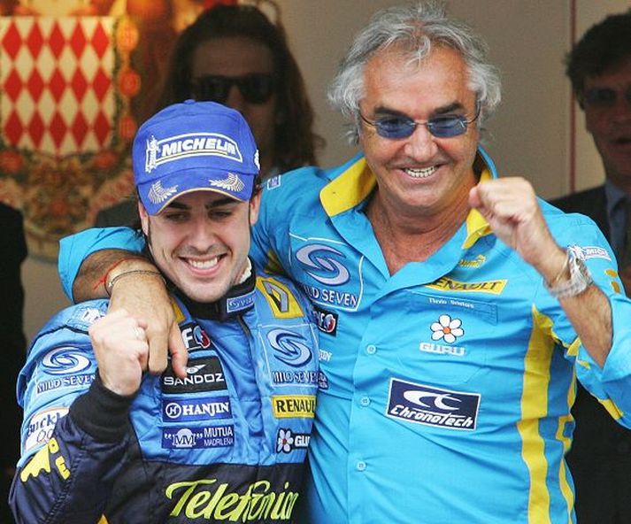 Alonso og Briatore þegar allt gekk eins og í sögu hjá þeim og Renault liðinu.