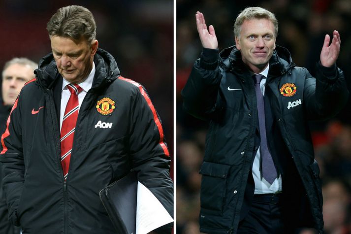 Louis van Gaal og David Moyes voru með jafn mörg stig eftir 21 umferð.