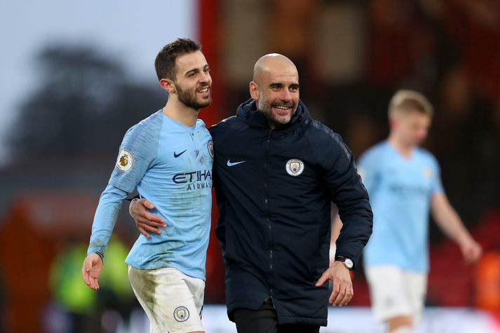 Silva og Guardiola á góðri stundu.