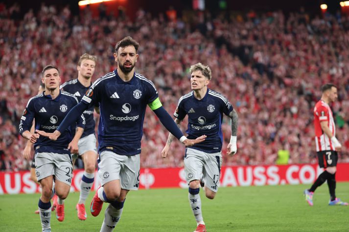 Manchester United er í afar góðri stöðu í baráttunni við Athletic Bilbao um sæti í úrslitaleik Evrópudeildarinnar, eftir 3-0 útisigur í fyrri leik liðanna.