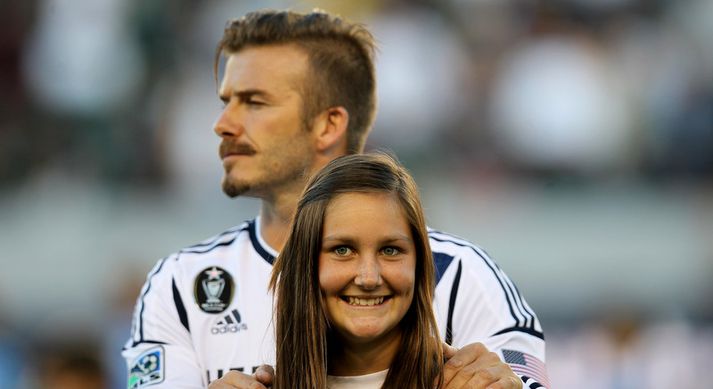 Beckham fyrir leik með Los Angeles Galaxy.