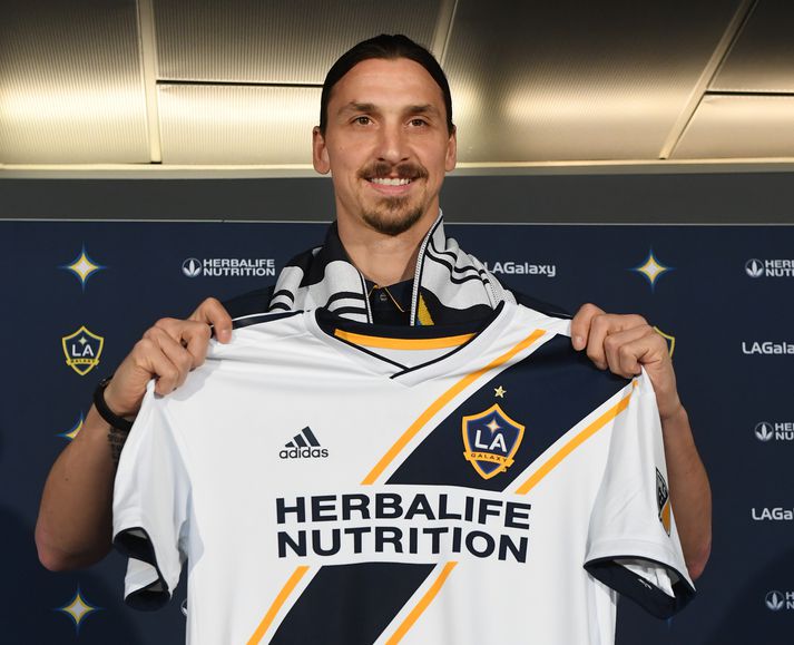 Zlatan við komuna til Bandaríkjanna.