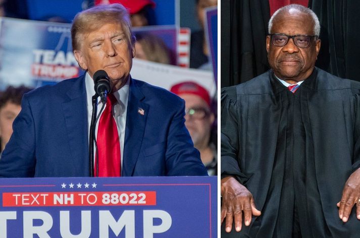 Donald Trump, fyrrverandi forseti Bandaríkjanna, og Clarence Thomas, hæstaréttardómari