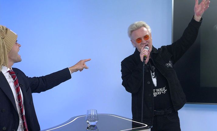Herbert Guðmundsson var óvæntur glaðningur í fyrsta þætti Hvað er að frétta?