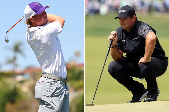 Gunnlaugur Árni Sveinsson og Patrick Reed spiluðu saman æfingahring á sunnudaginn.