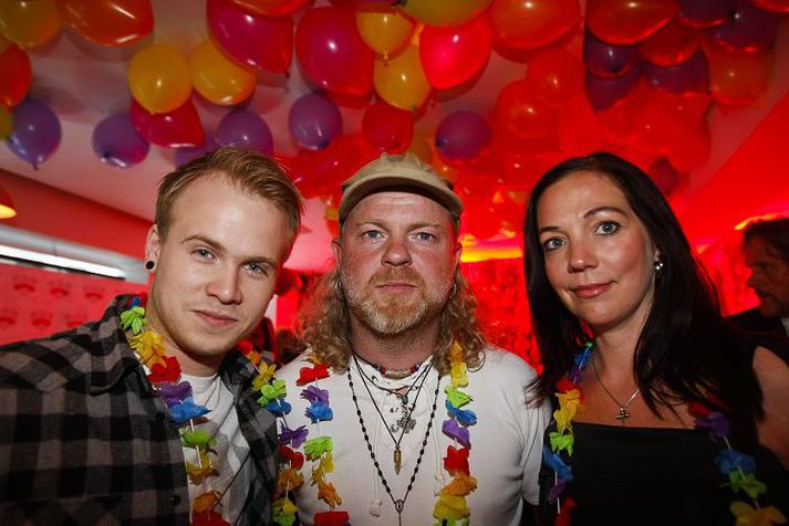 Gott grín Emmsjé Gauti, Siggi Palli og Hulda virtust skemmta sér konunglega.