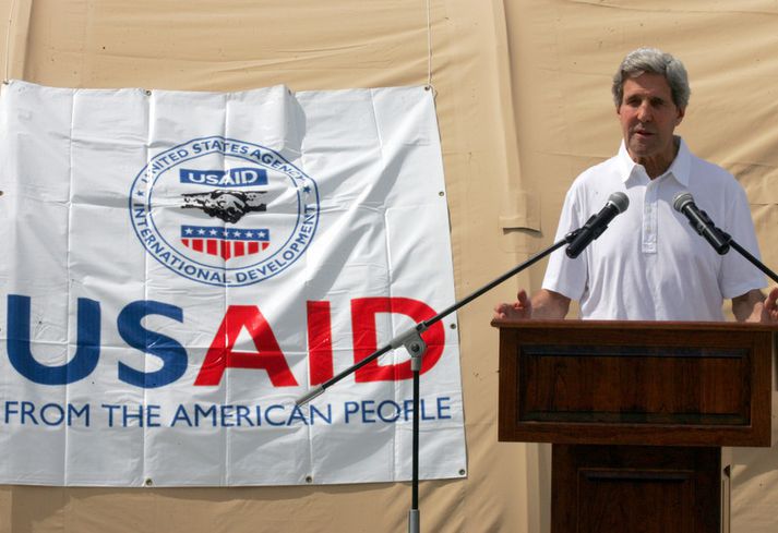 ohn Kerry, utanríkisráðherra Bandaríkjanna, í Filippseyjum í gær.