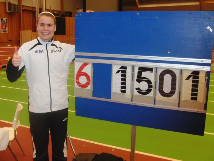 Helga Margrét Þorsteinsdóttir sýnir árangur sinn í dag.