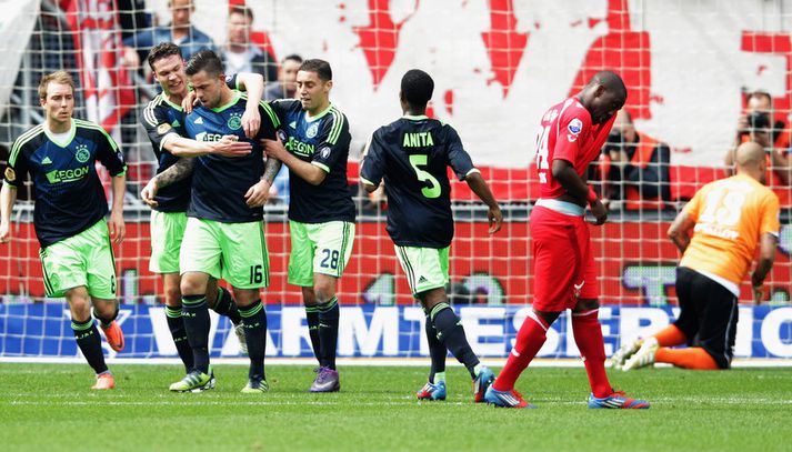 Leikmenn Ajax fagna hér í dag.