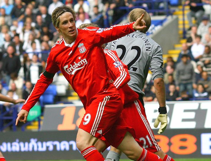 Fernando Torres fagnar jöfnunarmarki sínu í dag.