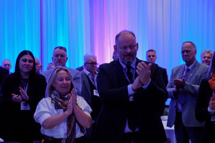 Bergþór ásamt Sigríði Andersen flokkssystur sinni á landsþingi Miðflokksins á Nordica í dag. 