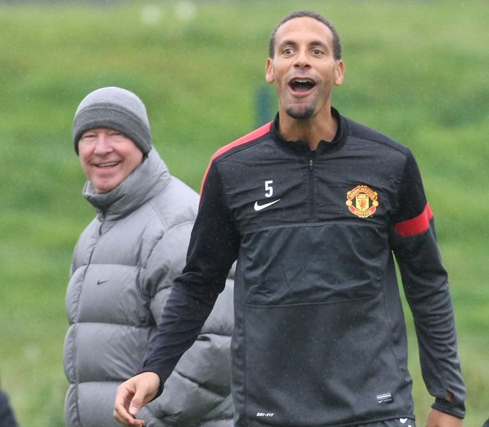 Rio og Fergie léttir á æfingu.