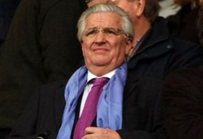 Björgólfur Guðmundsson í stúkunni á Upton Park.