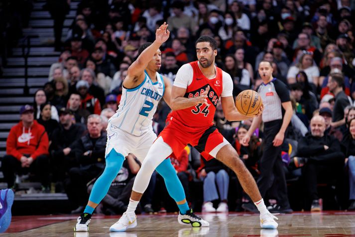 Jontay Porter í leik gegn Charlotte Hornets fyrr á tímabilinu. Hann mun aldrei aftur leika í NBA deildinni.