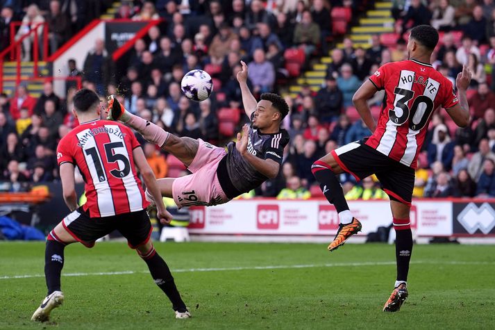 Rodrigo Muniz skoraði glæsilegt jöfnunarmark fyrir Fulham á móti Sheffield United.