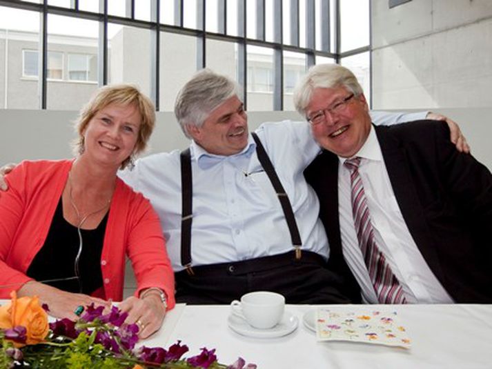 Kristín Ingólfsdóttir, rektor HÍ, Guðmundur Magnússon, formaður ÖBÍ, og Ólafur Þ. Harðarson, forseti Félagsvísindasviðs HÍ. Mynd/Kristinn Ingvarsson.