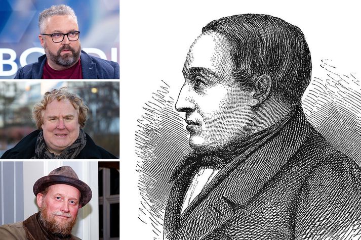Jónas snýr aftur. Menningarvitar og háðfuglar fara hamförum þessa dagana vegna frétta um að hópur fólks vilji grafa upp bein Jónasar Hallgrímssonar og leita svara við spurningunni hvort að í þjóðargrafreit liggi ekki örugglega þjóðskáldið en ekki danskur slátrari. Páll Valsson, Egill Helgason og Stefán Pálsson láta sig málið varða.
