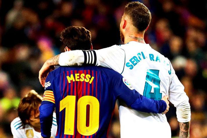 Lionel Messi og  Sergio Ramos hafa hafa marga hildi háð í gegnum tíðina og eru nú fyrirliðar Barcelona og Real Madrid.