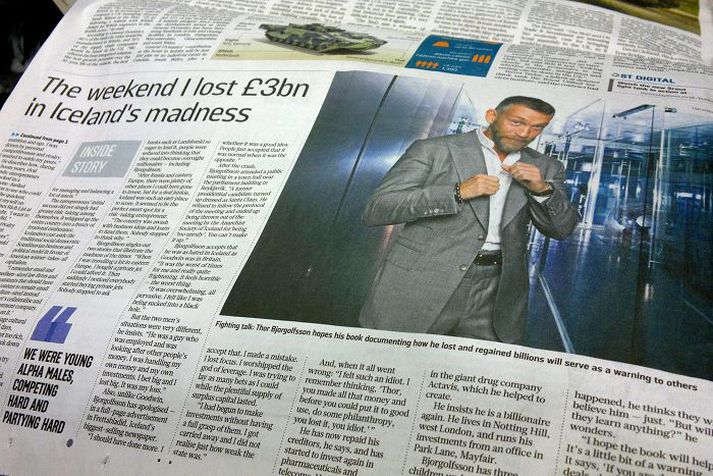 Viðtal við Björgólf Thor Björgólfsson var birt í viðskiptahluta helgarútgáfu Sunday Times um síðustu helgi.