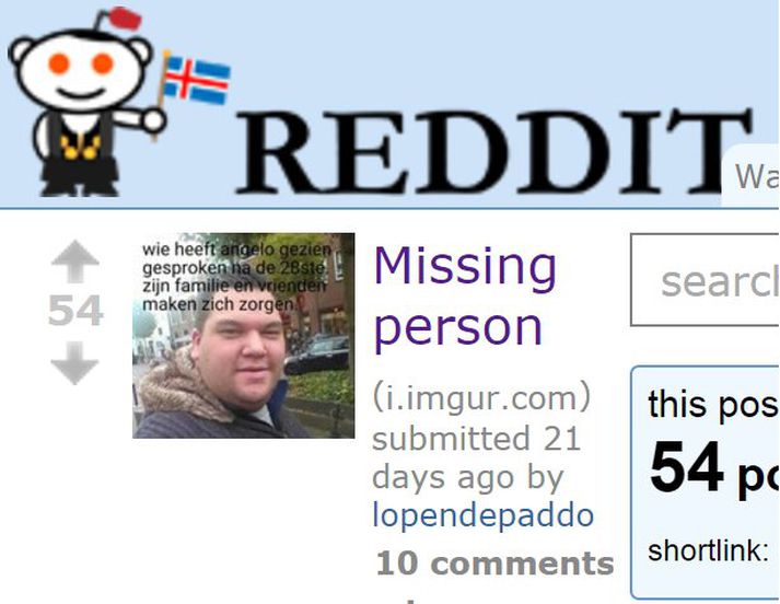 Lýst var eftir manninum á vefnum reddit.com fyrir þremur vikum síðan. Þar sagði að hann hafi verið týndur í marga daga.