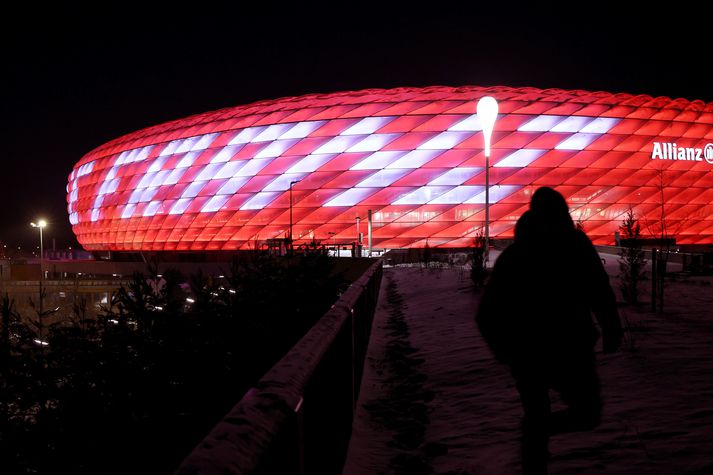 Sjá má skilaboðin „Danke Franz“ utan á Allianz Arena.