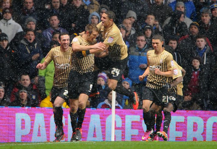 Hanson og félagar fagna marki hans í kvöld.