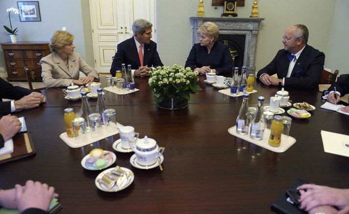 John Kerry á fundinum í Vilnius í morgun