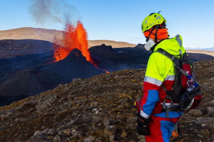 Mikil virkni hefur verið í eldgosinu í Geldingadölum.