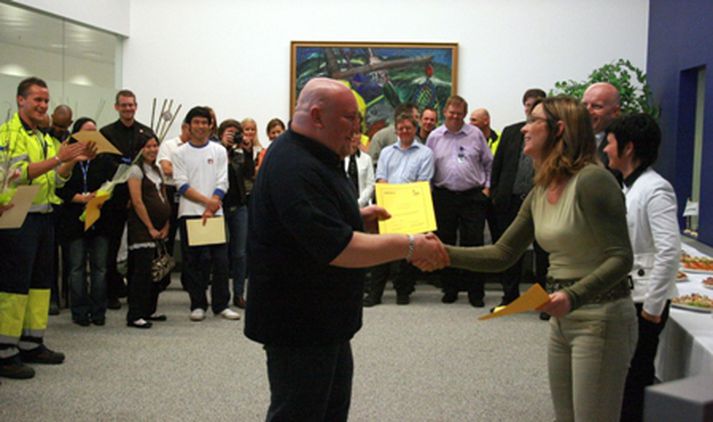 Frá útskriftinni í dag.