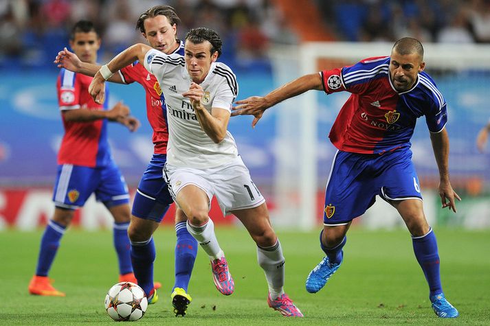 Gareth Bale á sprettinum í Madrid í kvöld.