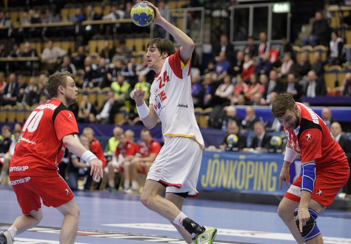 Úr leik Íslands og Spánar í gær.