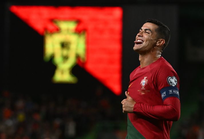 Portugal v Liechtenstein - UEFA EURO 2024 Qualifiers LISBON, PORTUGAL - MARCH 23: Cristiano Ronaldo of Portugal celebrates a goal during the UEFA EURO 2024 qualifying round group J match between Portugal and Liechtenstein at Estadio Jose Alvalade on March 23, 2023 in Lisbon, Portugal. (Photo by Stringer/Anadolu Agency via Getty Images)