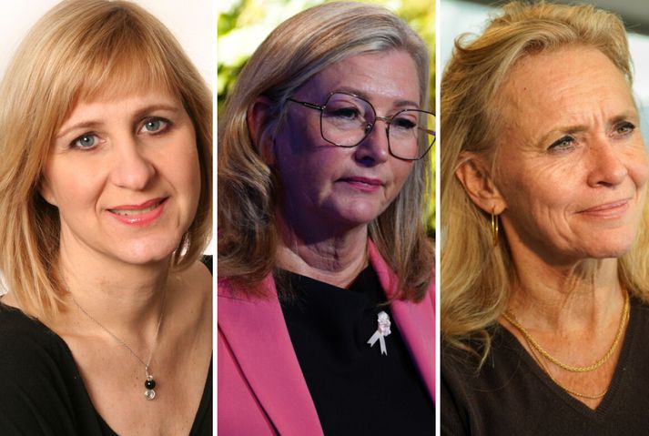 Erna Magnúsdóttir, framkvæmdastýra Ljóssins, er lengst til vinstri og svo Alma Möller, heilbrigðisráðherra og síðast, lengst til hægri, Þorgerður Katrín Gunnarsdóttir, utanríkisráðherra. 