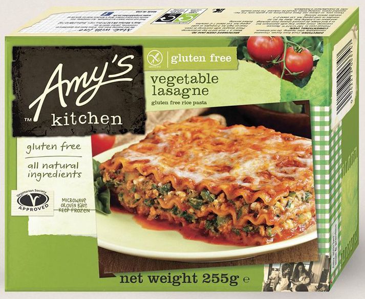 Amy's Kitchen grænmetislasagna. Aðskotahlutur fannst í vörunni sem var innkölluð í kjölfarið.