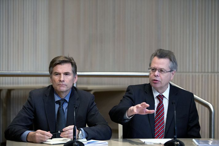 Arnór Sighvatsson og Már Guðmundsson seðlabankastjórar.