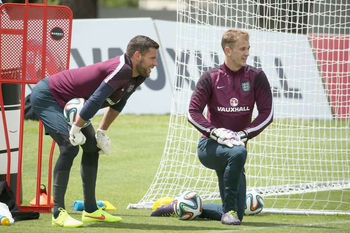 Joe Hart og Ben Foster í æfingarbúðum enska landsliðsins.