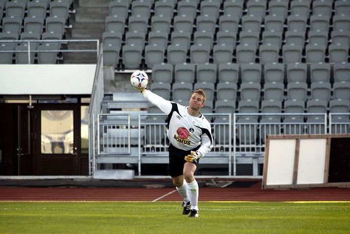 Fjalar Þorgeirsson hefur átt mjög góðan leik í marki Fylkis.