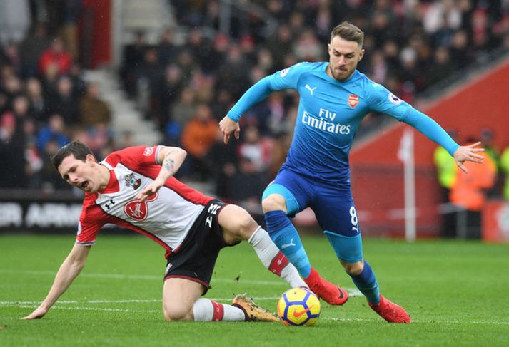 Aaron Ramsey meiddist í leiknum gegn Southampton um helgina.