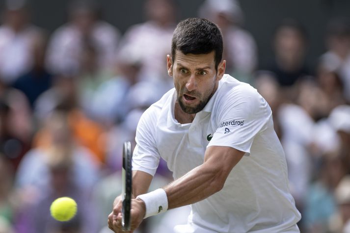 Novak Djokovic freistar þess að vinna Wimbledon mótið þriðja árið í röð.