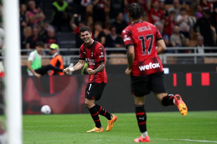 Christian Pulisic skoraði tvö fyrir AC Milan í kvöld.