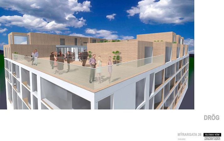 Komið er til móts við borgaryfirvöld með því að lækka húsið og hafa efstu hæðir inndregnar að hluta, segir forstjóri Atafls sem byggir íbúðarhús á Mýrargötu 26.Mynd/Gláma-Kím