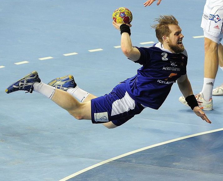 Kári Kristján mun flytja sig um set næsta sumar. Hann er hér í leik á HM, þar sem hann stóð sig mjög vel og heillaði forráðamenn danska liðsins.nordicphotos/afp
