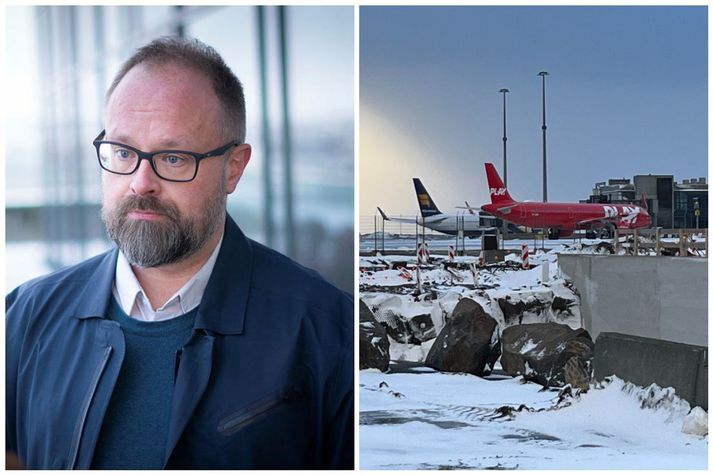 Guðjón Helgason upplýsingafulltrúi Isavia segir að félagið muni fara yfir með flugfélaginu Icelandair hvað olli því að flugvél félagsins losnaði af festingum og lenti á landgangi við Leifsstöð í gær.  