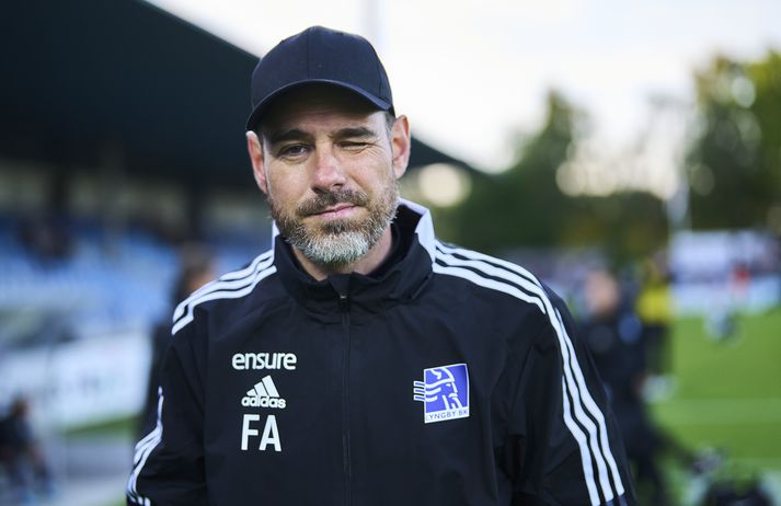 Nykobing FC vs Lyngby Boldklub - Danish Nordicbet Liga NYKOBING, DENMARK - MAY 23: Freyr Alexandersson, head coach of Lyngby Boldklub during the Danish Nordicbet Liga match between Nykobing FC and Lyngby Boldklub at Lolland Banks Park on May 23, 2022 in Nykbing, Denmark. (Photo by Lars Ronbog / FrontZoneSport via Getty Images)