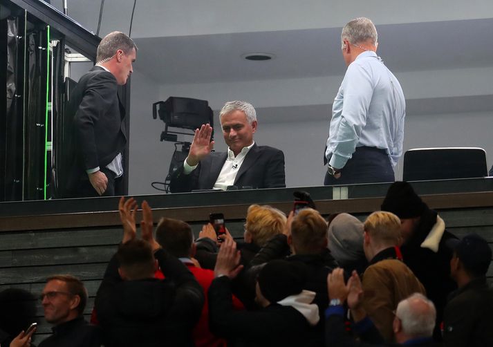 José Mourinho á Old Trafford í dag.